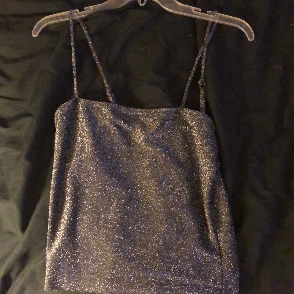 Black Glitter Crop Top